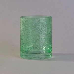 Wholesales Green Rain Drop Glass Candle Jars Thick Footed Home Decoration