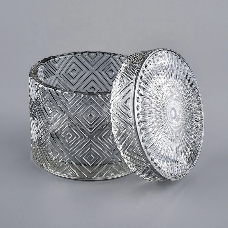 China suppliers custom empty glass candle holders with glass lids