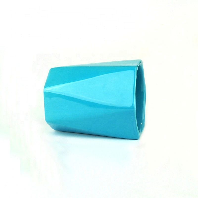 Wholesales geometric blue ceramic candle tumbler
