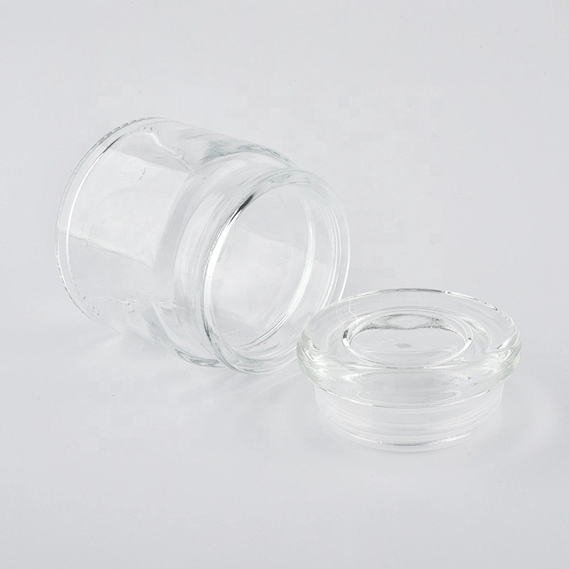 Clear crystal glass candle container with lid