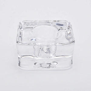 Clear crystal square tealight glass candle jars home decoration
