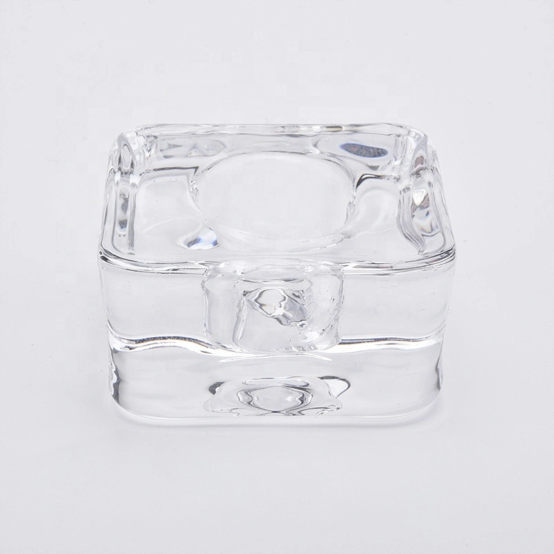 Clear crystal square tealight glass candle jars home decoration
