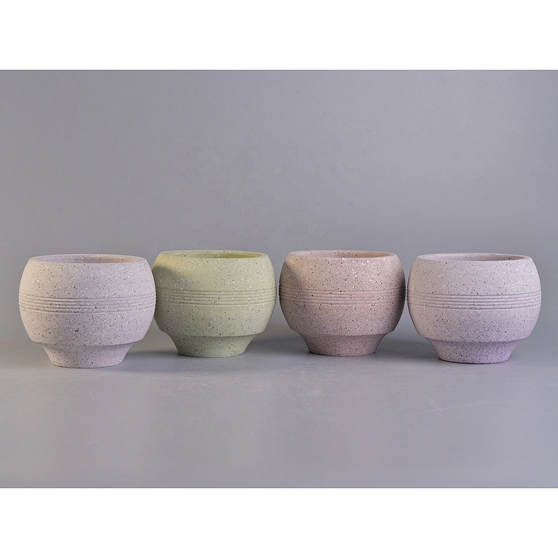 Sunny design Custom round empty purple cement candle holder 10oz