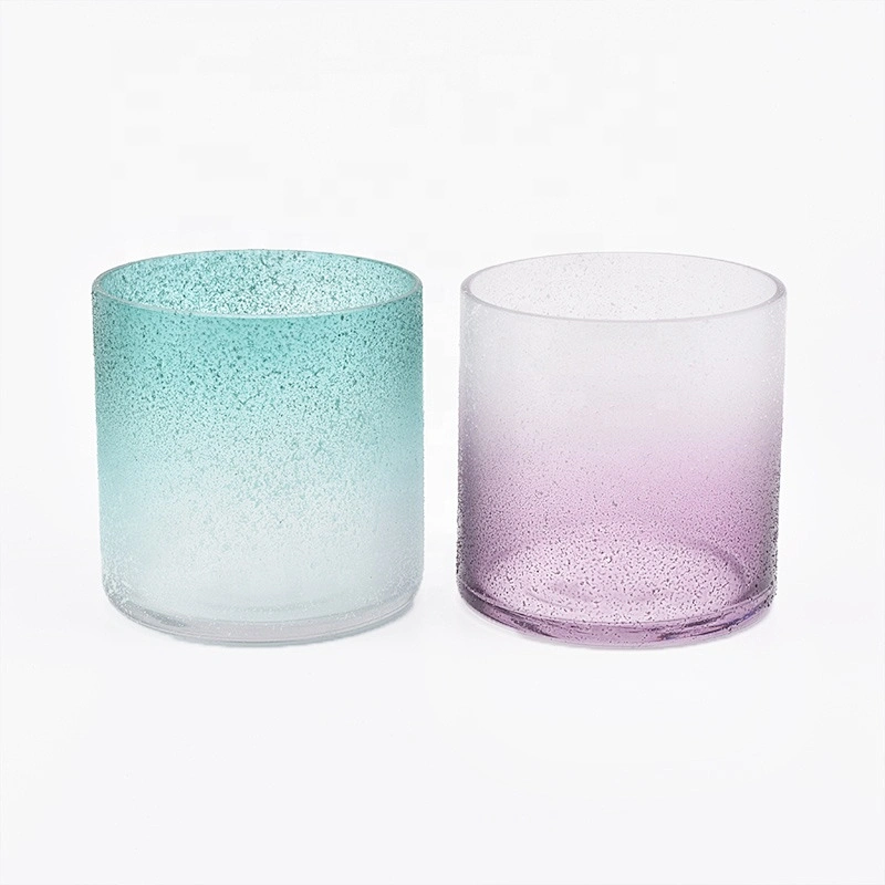 Wholesale luxury empty spraying blue glass candle tumblers holder