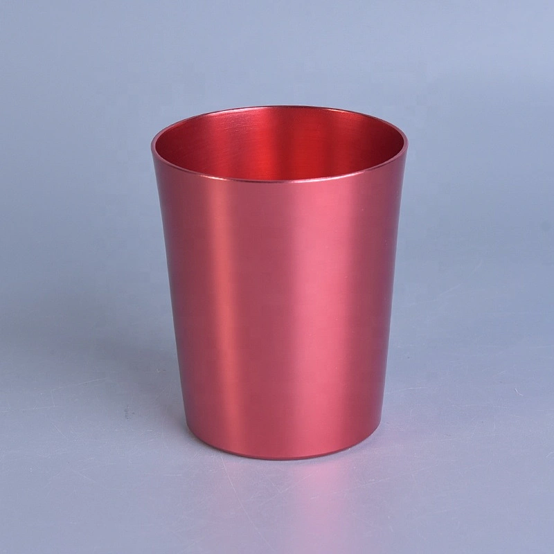 Cylinder Plating Red Metal Candle Jars Pillar Metal Container for Home Decor Supplier
