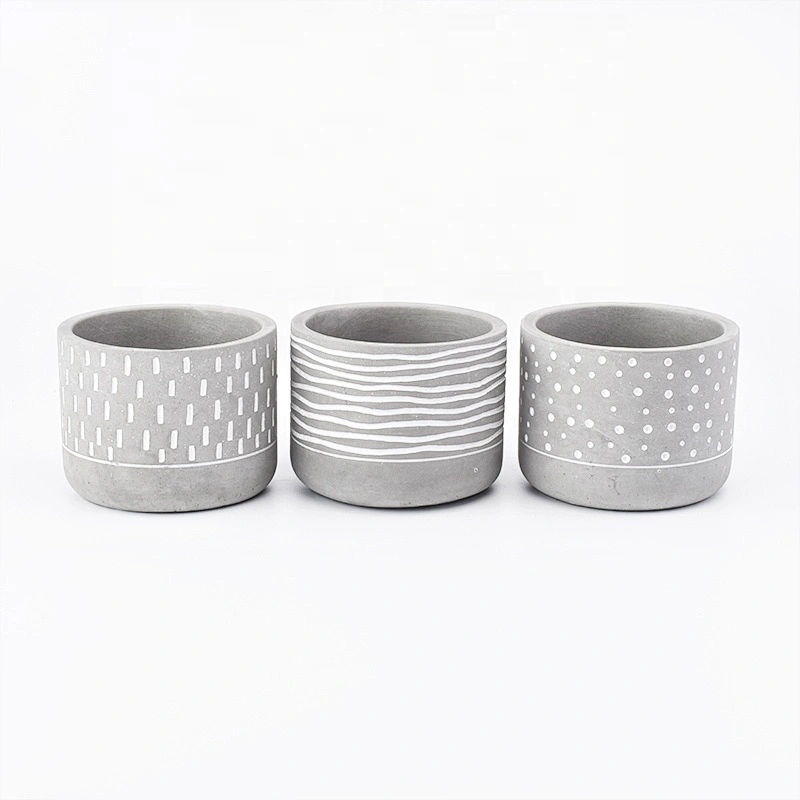 Supply circle concrete candle jar spot pattern cement candle vessel wedding decor