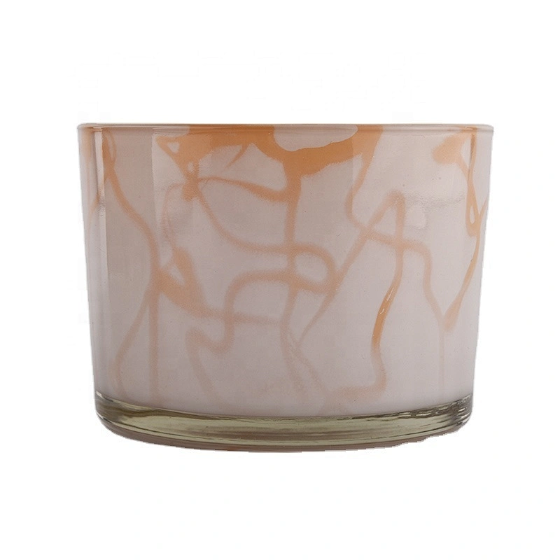 11oz glass candle holders with marble painting