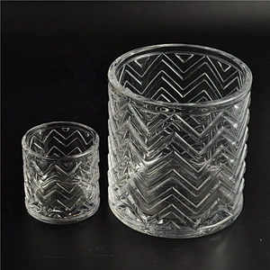 10oz Wholesales Luxury embossed glass candle holder with lids