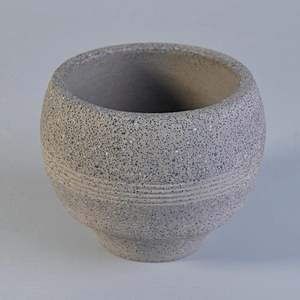 Round Empty luxury grey candle cement holder home decor
