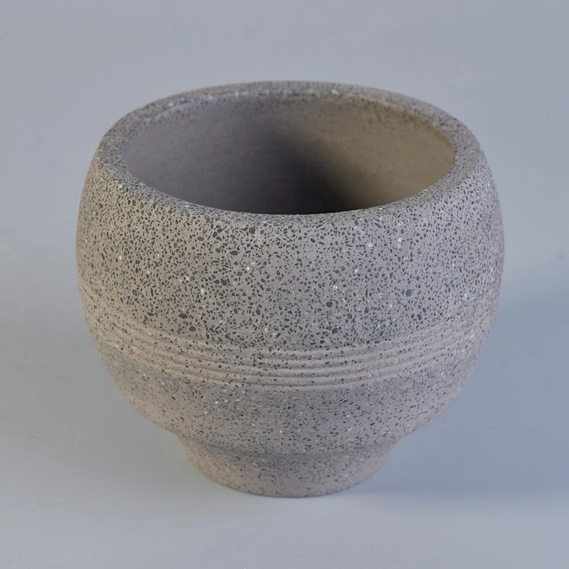 Round Empty luxury grey candle cement holder home decor