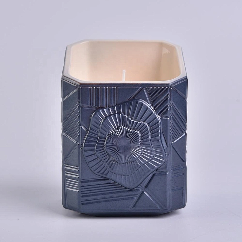 Home decoration luxury votive black Glass candle containers