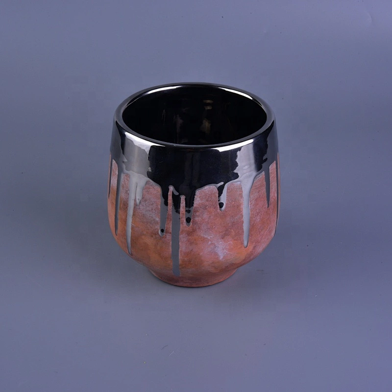 900ml Silver and Pink Stoneware Ceramic Candle Holders for Home Decoration