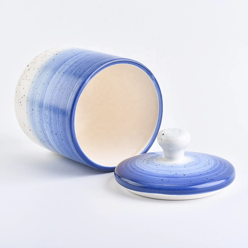 Sunny Custom decorative blue ceramic candle holder with lid