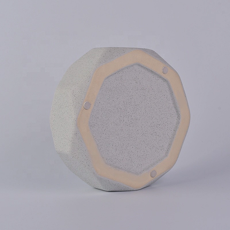 Sunny grey luxury Polygon tealight ceramic candle jar
