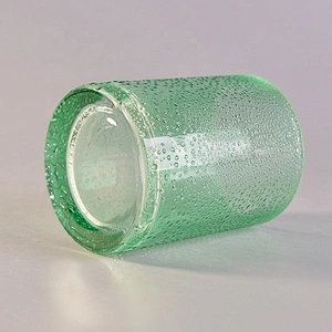 Wholesales Green Rain Drop Glass Candle Jars Thick Footed Home Decoration