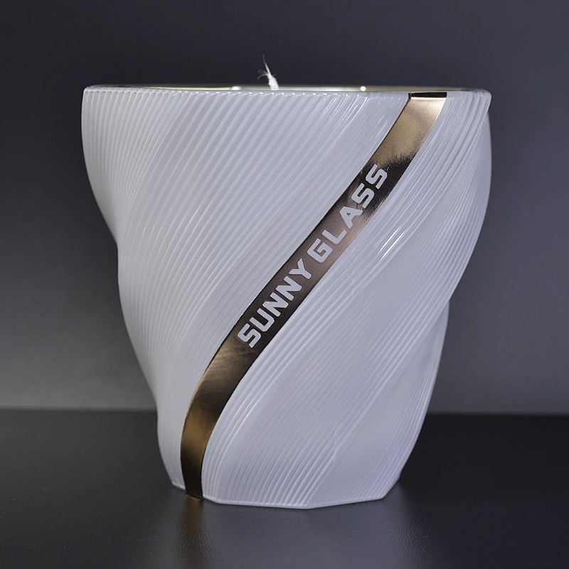 10oz 12oz Custom Luxury white spiral glass candle jars