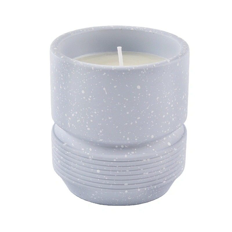 Wholesales custom blue cement concrete candle jars home decoration
