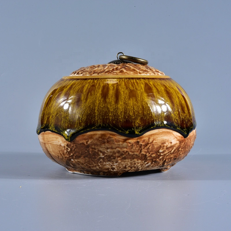 Sunny vintage votive candle ceramic holder with lids