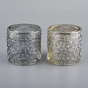 Sunny plating glass candle holder with crystal lids for home decoration