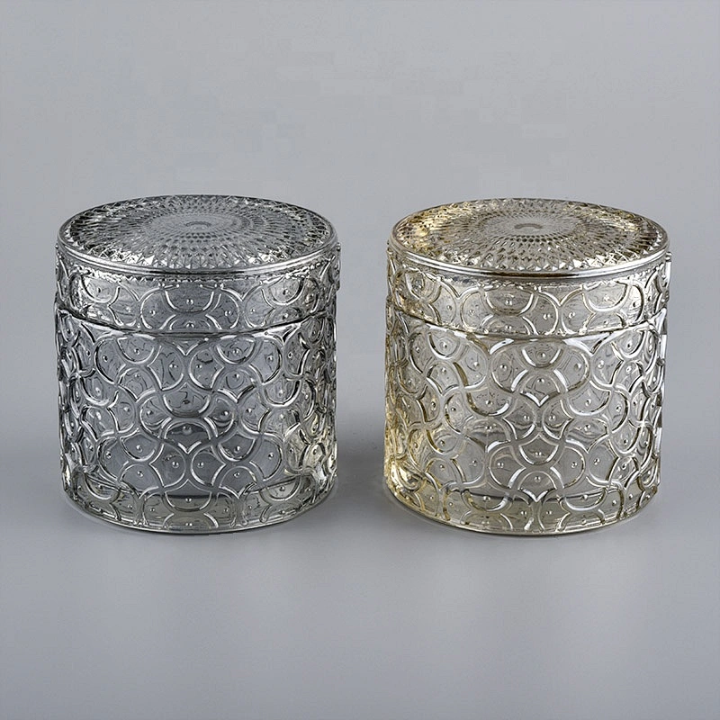 Sunny plating glass candle holder with crystal lids for home decoration