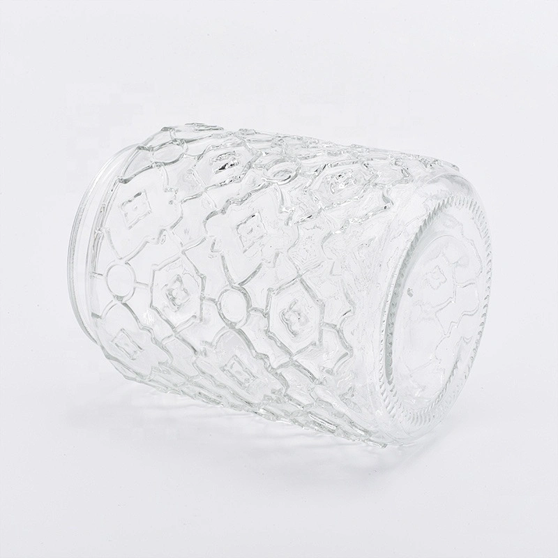 Wholesale glass candle jars  embossed candle  holders home decoration