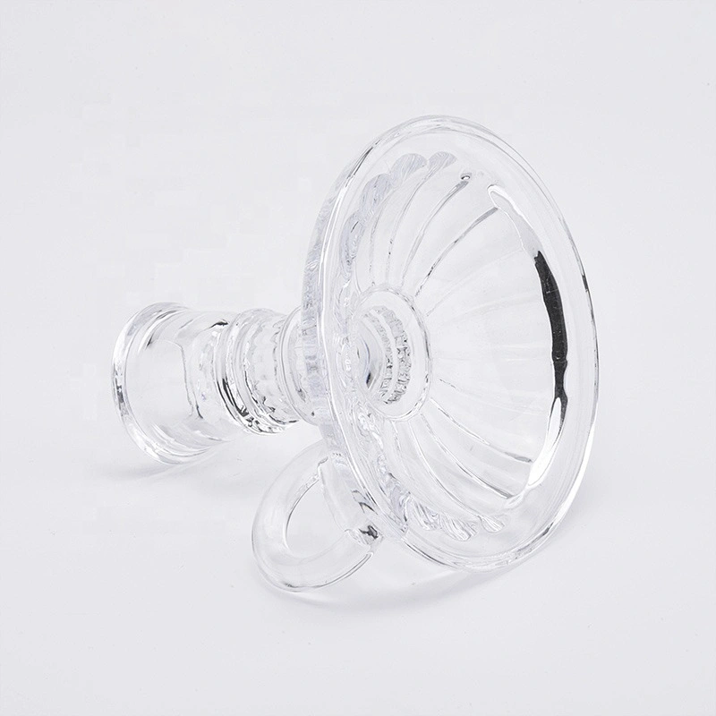 Empty high candlestick glass votive candelabra with base home decoration wholesale