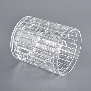 Clear glass candle holder, textured glass candle vessels