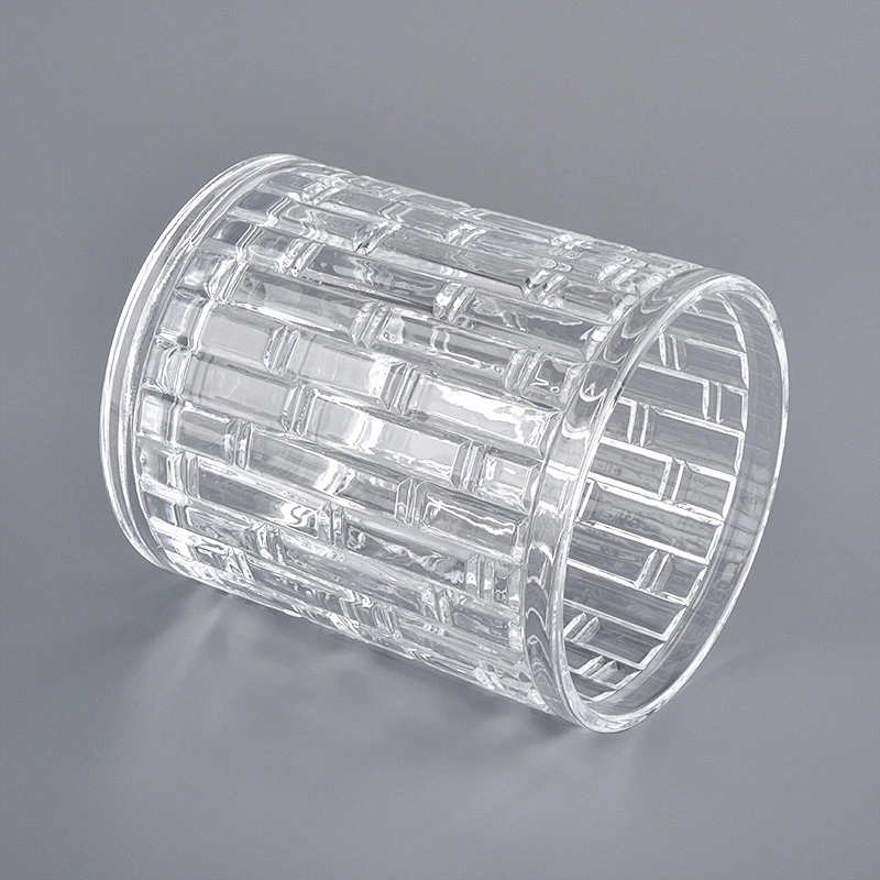Clear glass candle holder, textured glass candle vessels