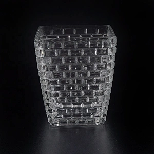 Square clear Glass Candle jar luxury candle Holder hand cut