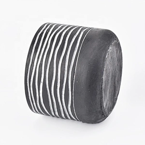 Wholesale black concrete candle containers stripe pattern home decoration