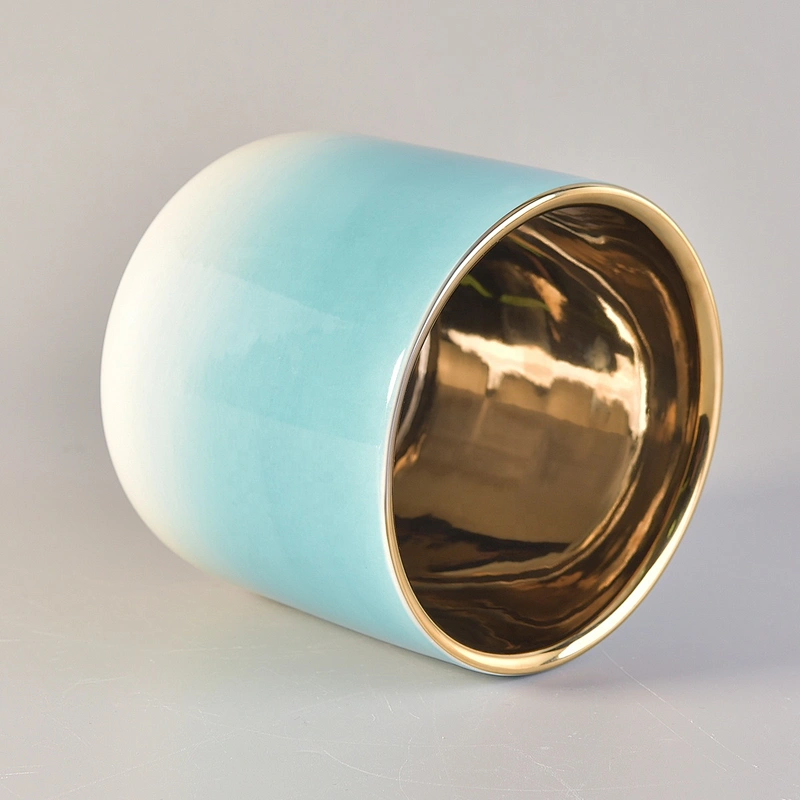 Wholesales custom electroplate large ceramic candle jar 8oz 10oz