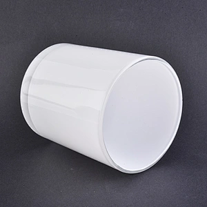white glass candle holder, cylinder candle container
