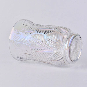 Clear leaf candle container high votive scented glass candle vessel wedding occasion handmade in bulk