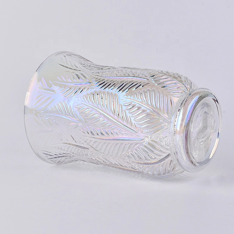 Clear leaf candle container high votive scented glass candle vessel wedding occasion handmade in bulk