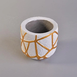 500ml Golden Lines Concrete Candle Holder Home Decoration