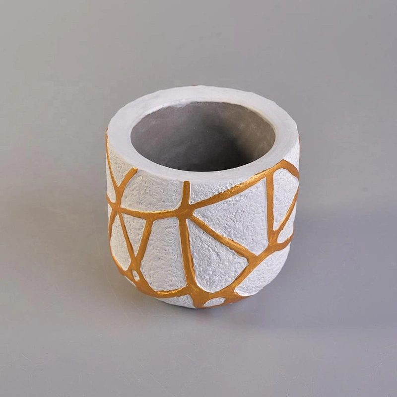 500ml Golden Lines Concrete Candle Holder Home Decoration