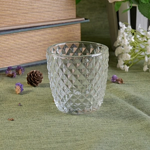 Geo cut clear Glass Candle jar home Decor