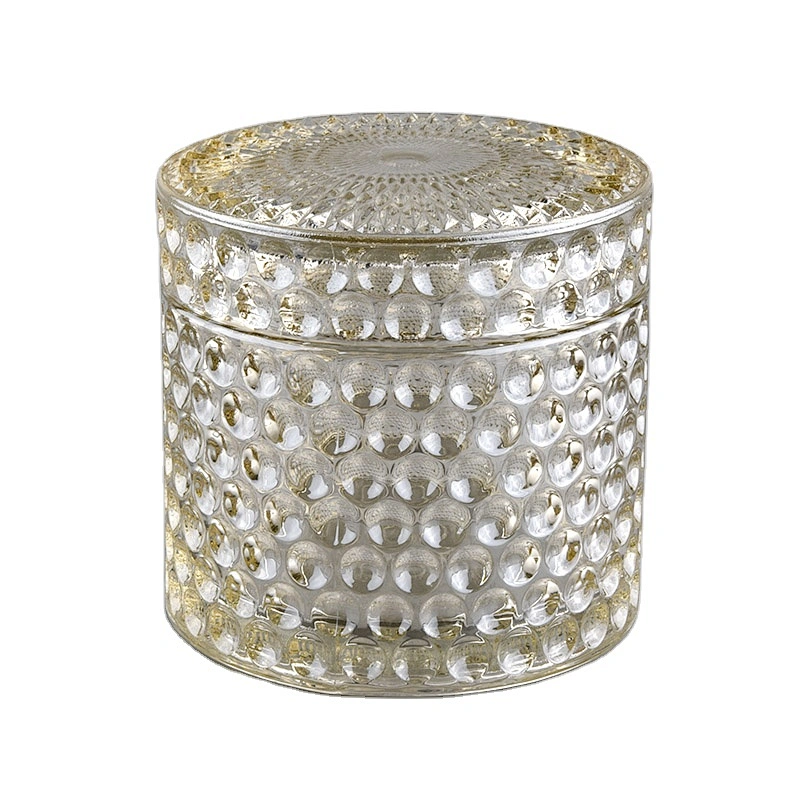 Sunny new design custom bubble crystal decorative glass candle holders with glass lid