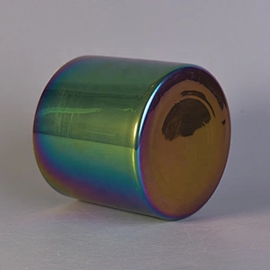 Luxury electroplating spraying candle holder glass votive candle jar home decorative factory