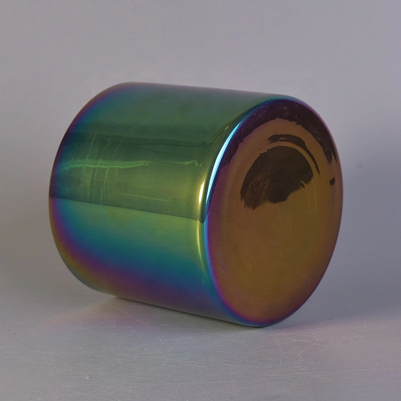 Luxury electroplating spraying candle holder glass votive candle jar home decorative factory