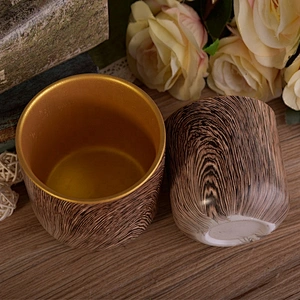 Amber plating mable ceramic candle vessel for home decor