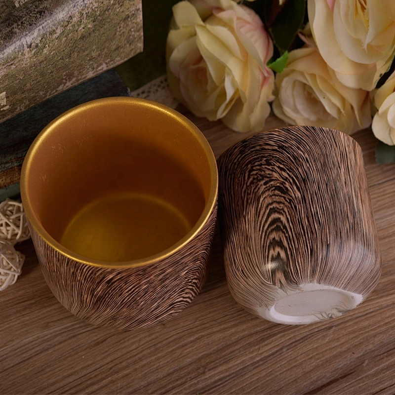 Amber plating mable ceramic candle vessel for home decor