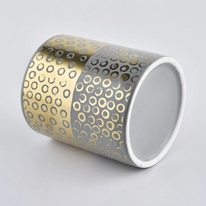8oz 10oz Wholesales luxury printed cylinder grey candle ceramic jar