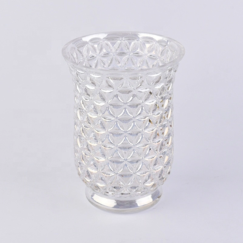 Luxury high plating tea light candle container tea light glass candle jars with base home decor factory