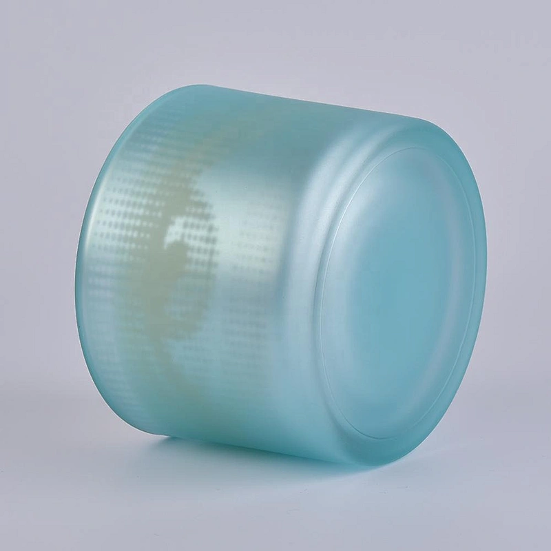 Sunny glassware luxury empty frosted blue Glass candle jar holder with lid