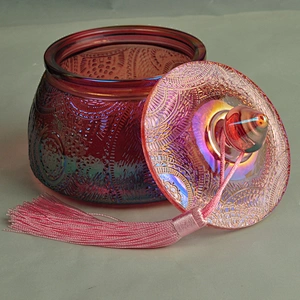 Unique patent design luxury glass candle holders with lid