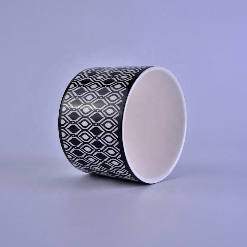 luxury soy wax modern black ceramic candle jars round