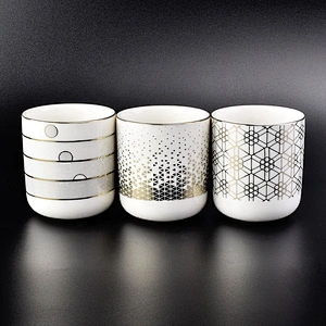 Wholesale Ceramic Candle Holder Mosaic Pattern Metallic Designs Home Decoration