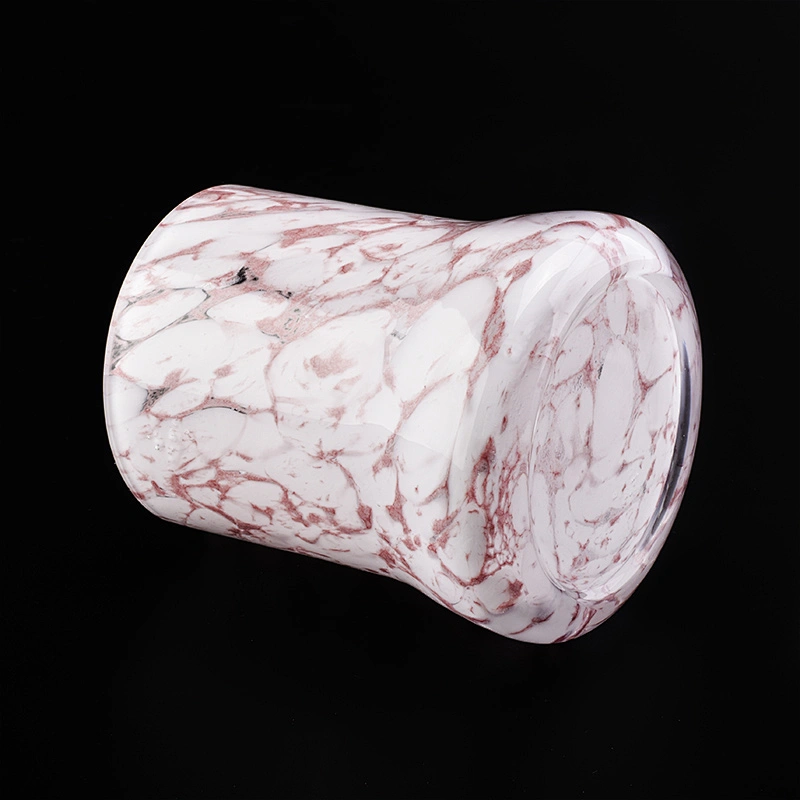 pink and white color mixed status glass candle jar hand made