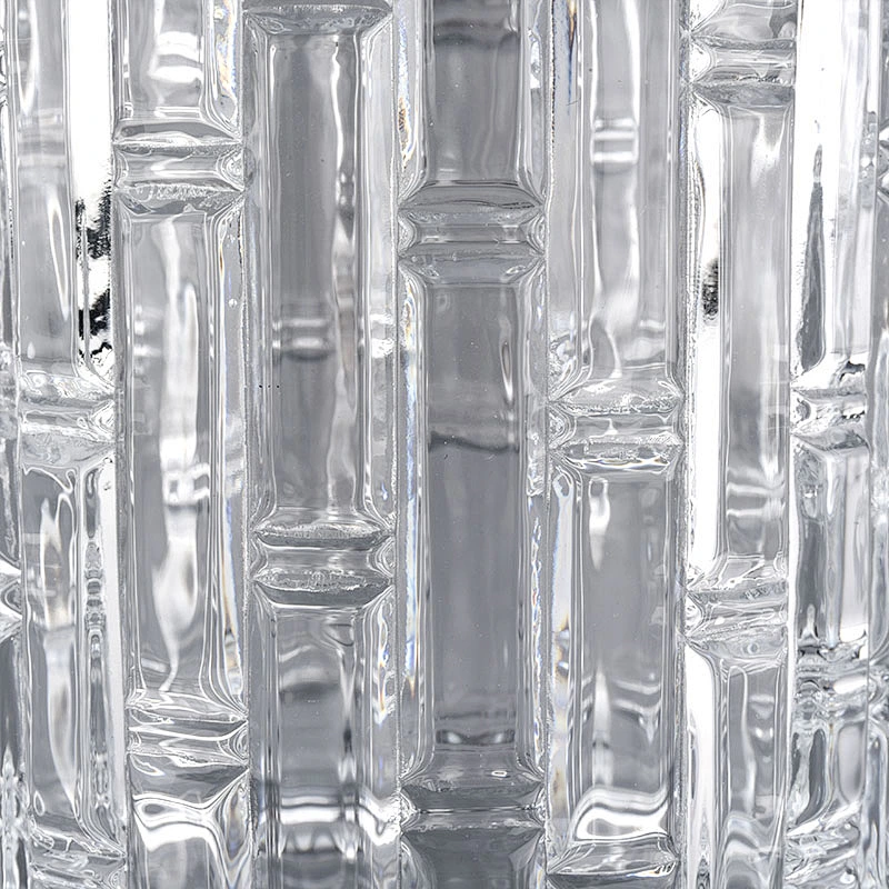 Tansparent cylinder glass vessel with bamboo pattern,  glass candle vessel for candle making